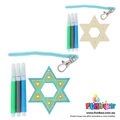 Star Of David Wooden Bag Tag Kit