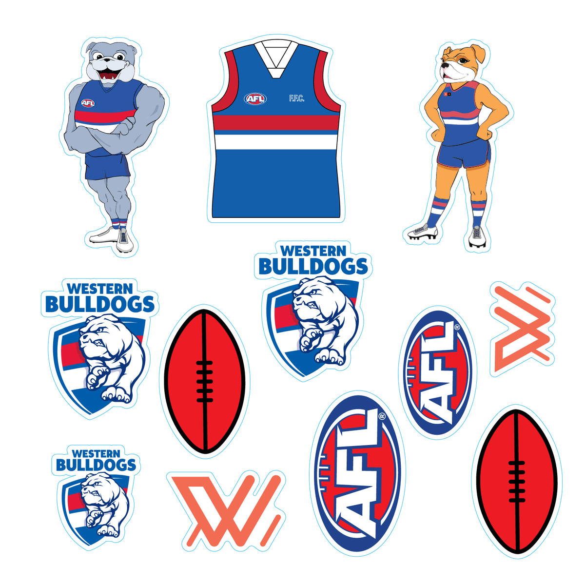 New! AFL Licensed Western Bulldogs Team Sticker Sheet – funbox.com.au