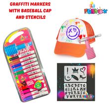 Load image into Gallery viewer, Graffiti Spray Markers with Baseball Cap and Stencils