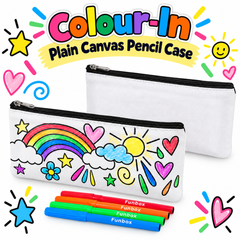 Colour-In White Canvas Pencil Case