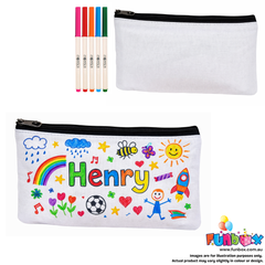Colour-In White Canvas Pencil Case