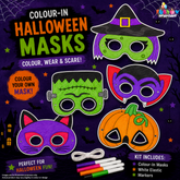Halloween Colour-In Masks (Mixed Designs) - BULK BUY 250 units