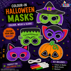 Halloween Colour-In Masks (Mixed Designs) - BULK BUY 250 units