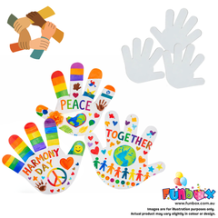 Harmony Day Paper Hand Cutouts – 18 Pack