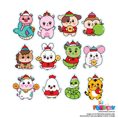 Chinese Zodiac Sticker Sheets- Pack of 50