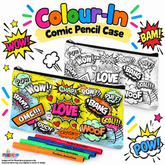Colour-In Comic Pop-Art Pencil Case Kit