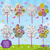 Colour-In Flower Windmill Kit