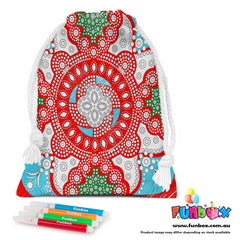 Colour-In NAIDOC Indigenous Drawstring Bag (with markers)