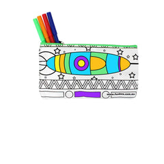 Colour-In Rocket Ship Pencil Case