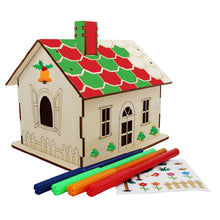 Load image into Gallery viewer, Wooden DIY Christmas Money Box House Kit