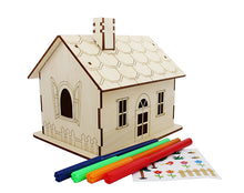 Load image into Gallery viewer, Wooden DIY Money Box House Kit