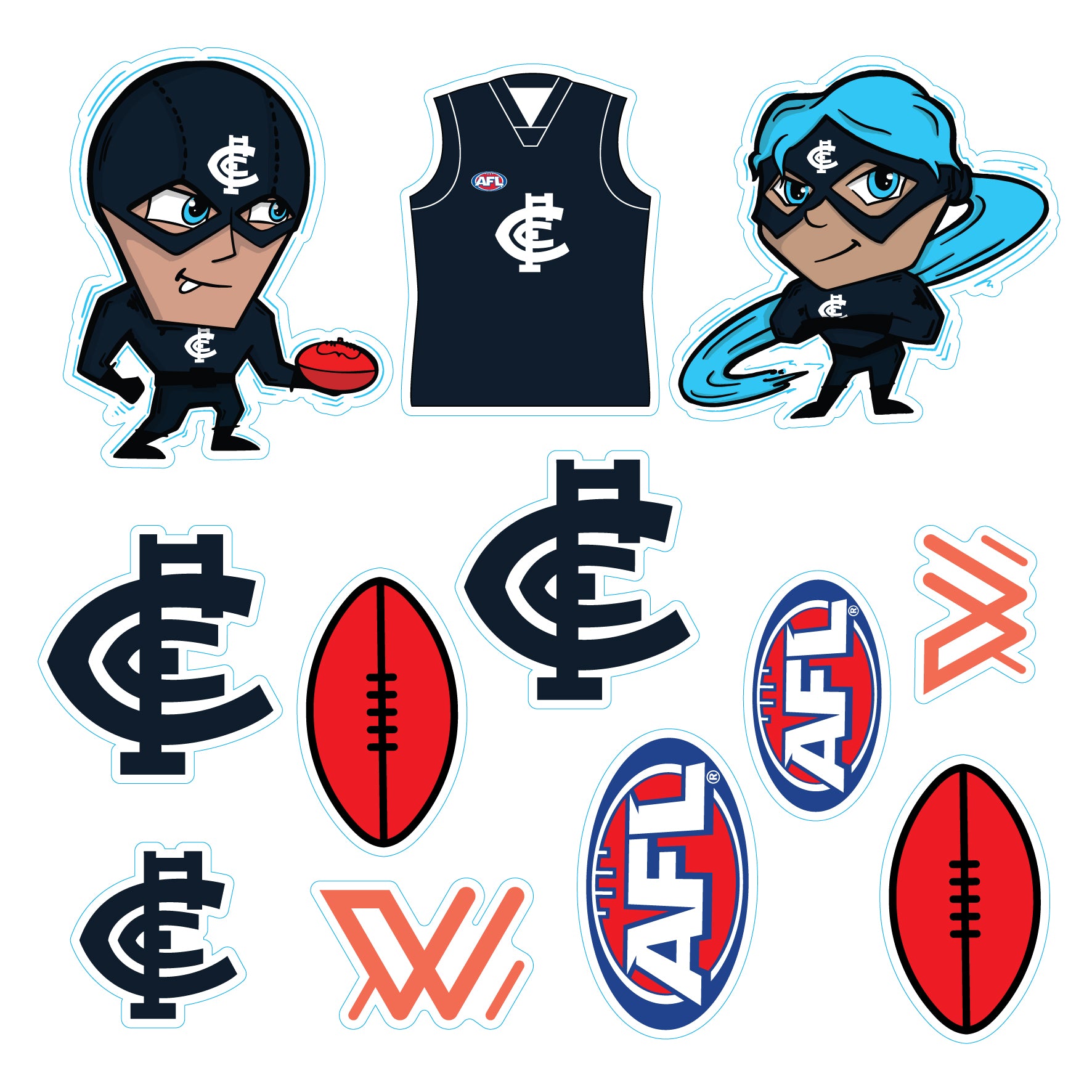 30% OFF! (20-PACK) AFL Licensed Individual Team Sticker Sheets - Choos ...