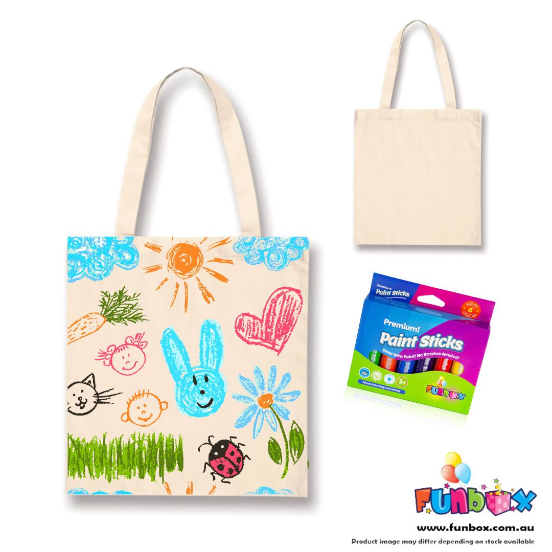 Canvas Tote Bag Cotton Blend with Paint Sticks –