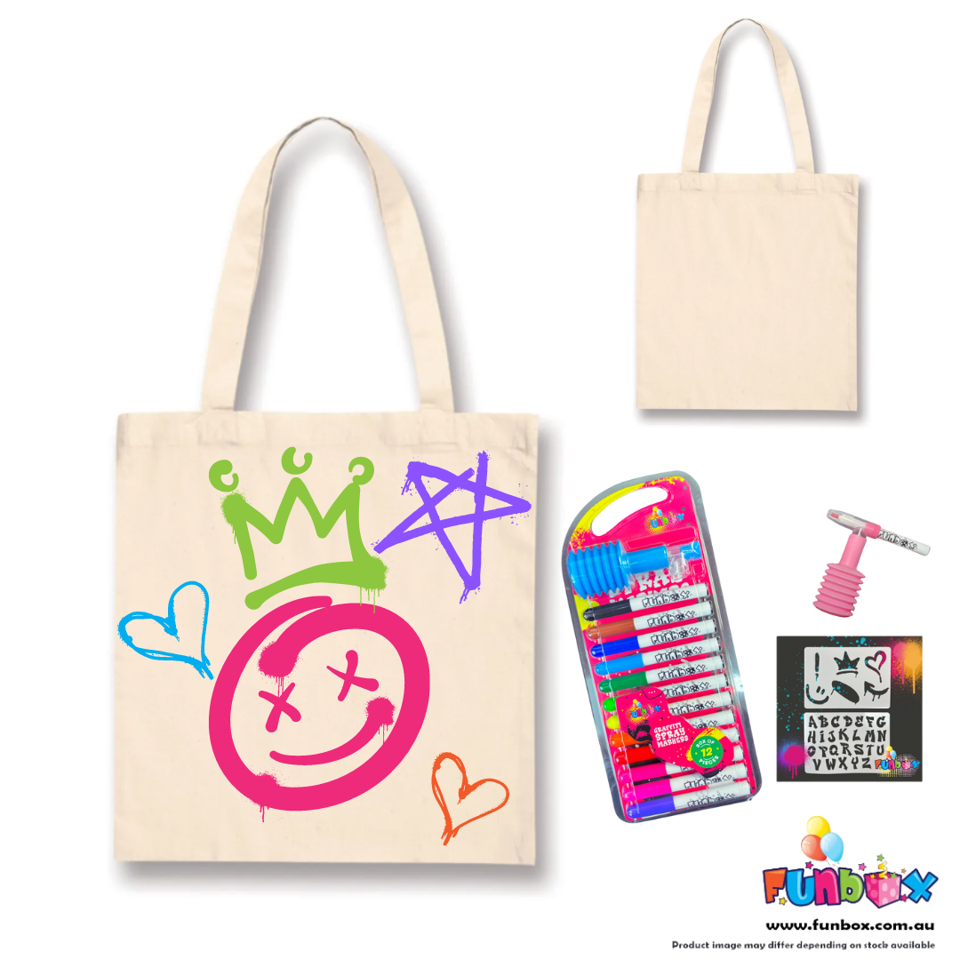 Canvas Tote Bag Cotton Blend with Graffiti Markers