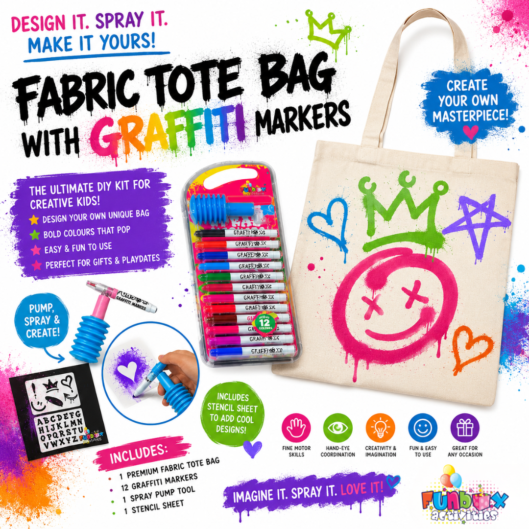 Canvas Tote Bag Cotton Blend with Graffiti Markers Kit