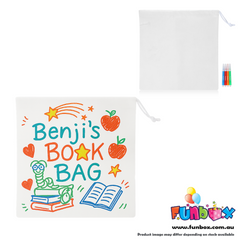 Plain White Colour-In Drawstring Bag