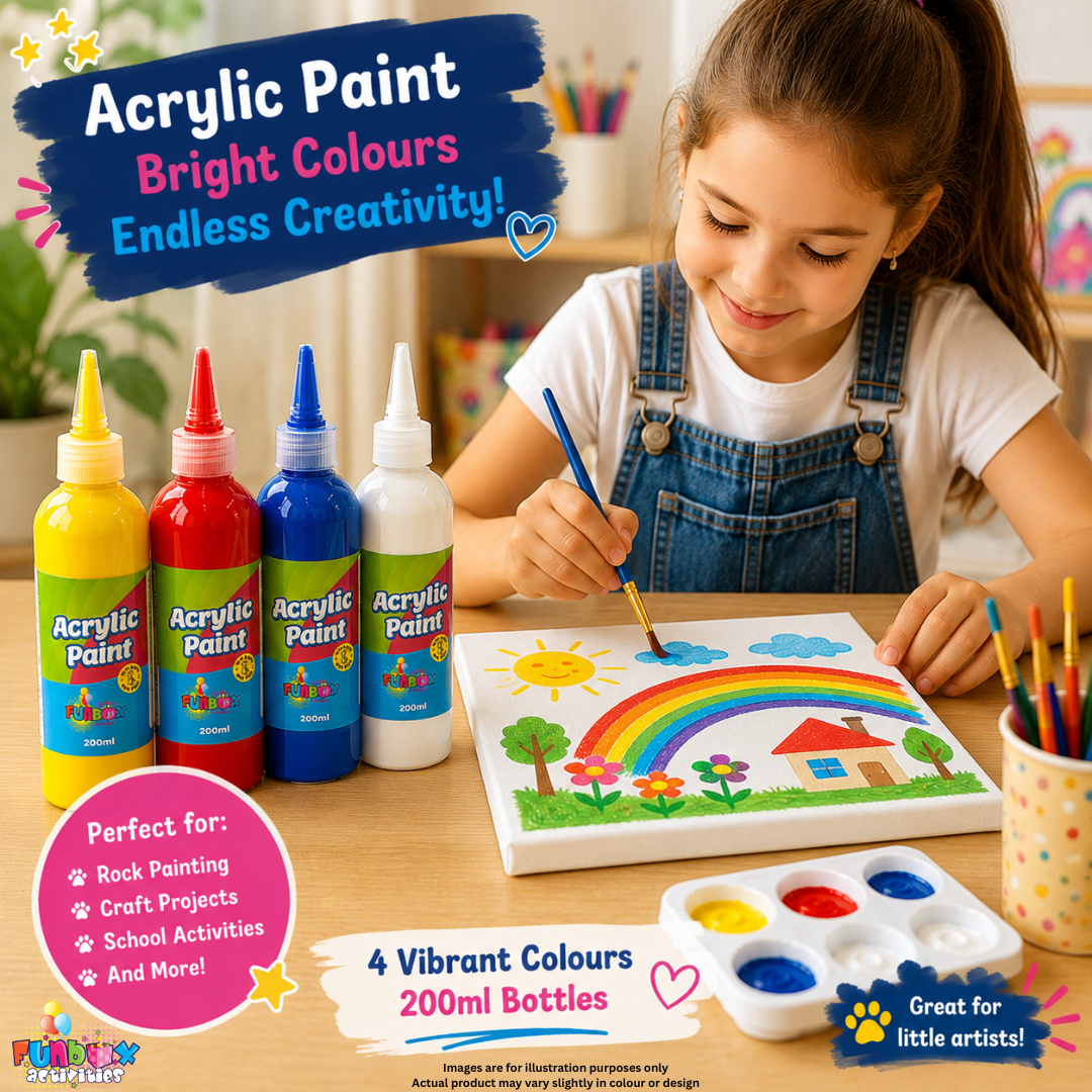 200ml Acrylic Paint Bottles - 4 Colours