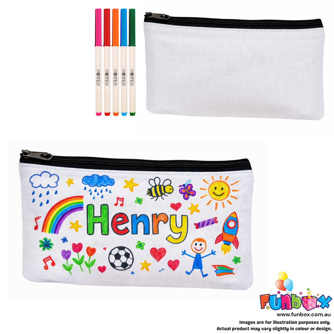 Colour-In White Canvas Pencil Case