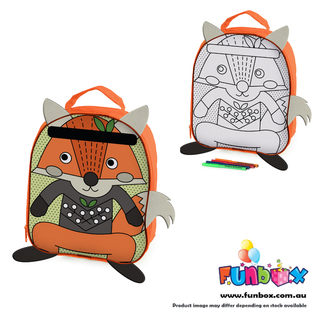 Colour-Me-In Fox Backpack with Markers