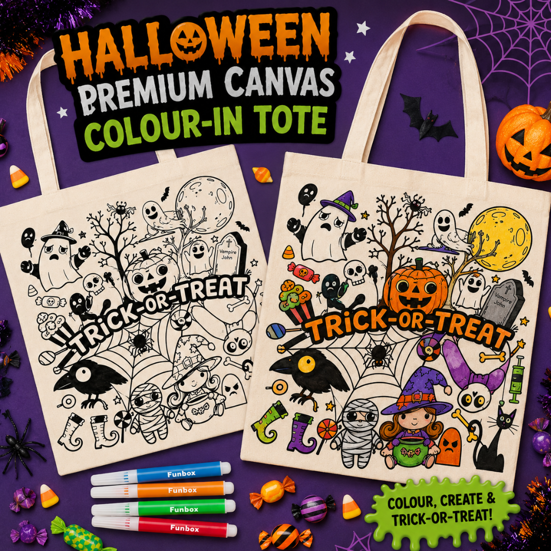 Premium Canvas Halloween Colour-In Tote Bag