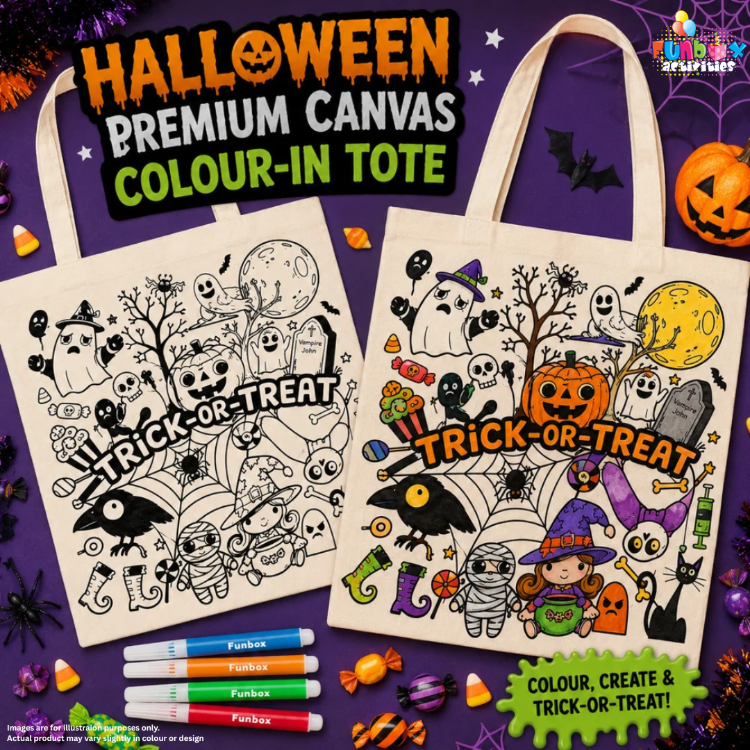 Premium Canvas Halloween Colour-In Tote Bag