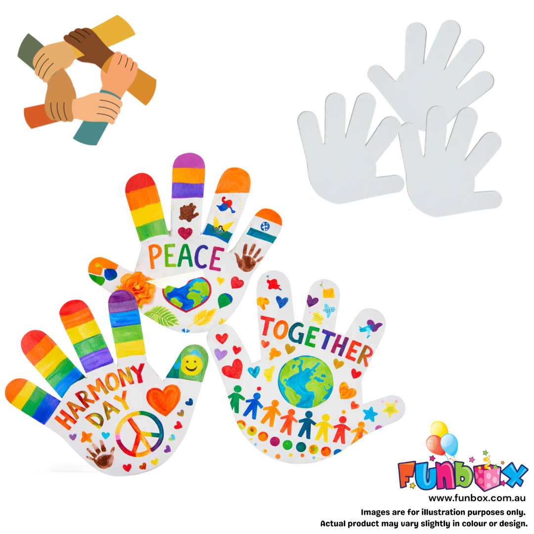 Harmony Day Paper Hand Cutouts – 18 Pack