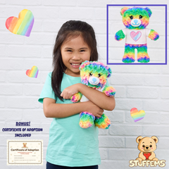 Rainbow Teddy Stuffems with T-Shirt