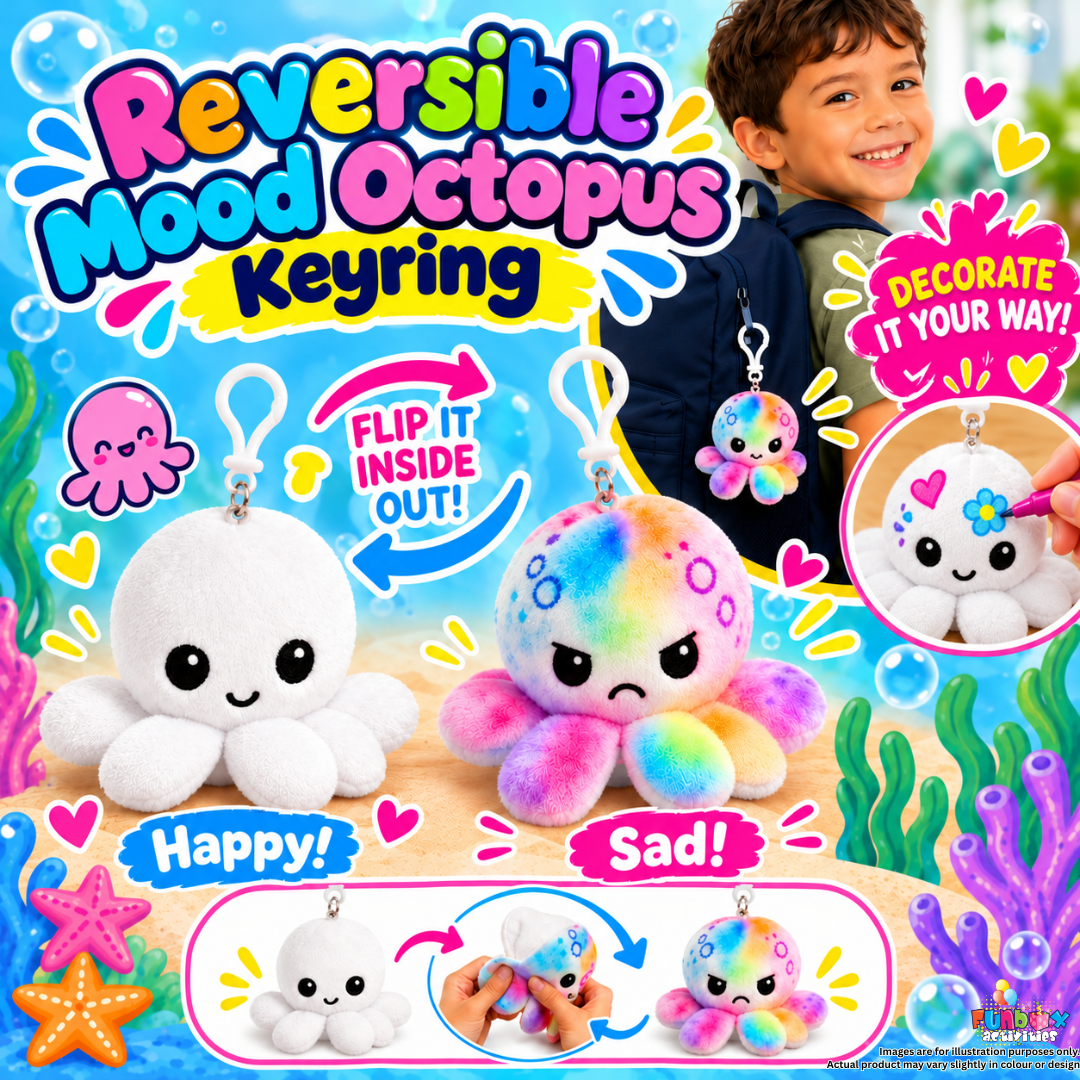 Reversible Mood White Octopus Keyring
