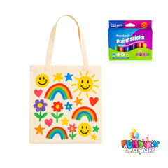 Canvas Tote Bag Cotton Blend with Paint Sticks