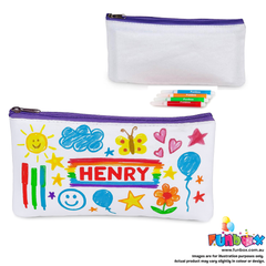 Colour-In White Canvas Pencil Case