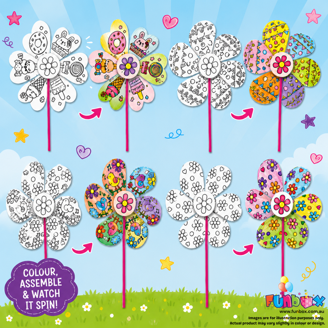 Colour-In Flower Windmill Kit