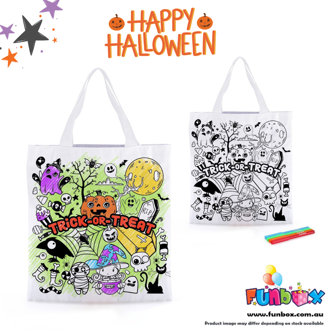 Premium Canvas Halloween Colour-In Tote Bag