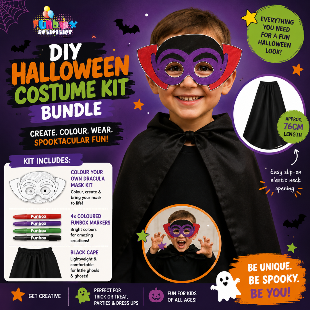 Halloween Dracula Costume Kit (Cape & Colour In Mask kit)