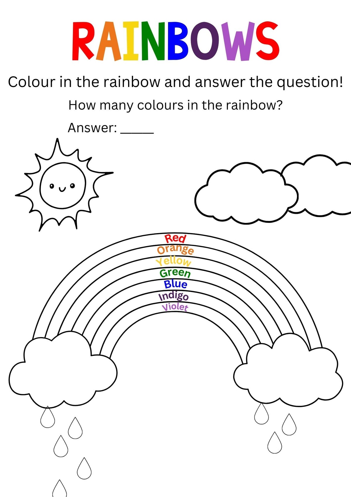 Rainbow Colours FREE Printable Activity