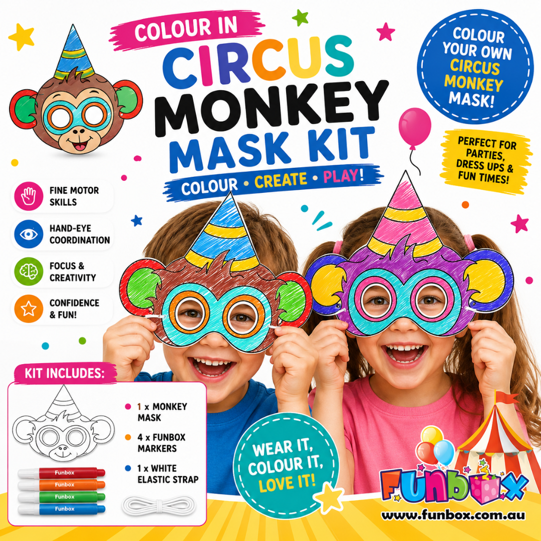 10% OFF BULK BUY: Circus Monkey Colour-In Mask Kit