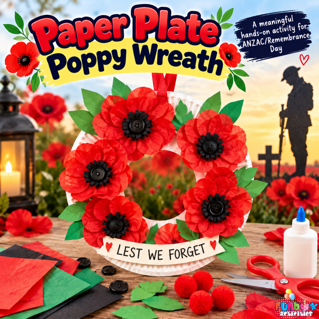 FREE Download: Remembrance/ANZAC Day Paper Plate Poppy Wreath