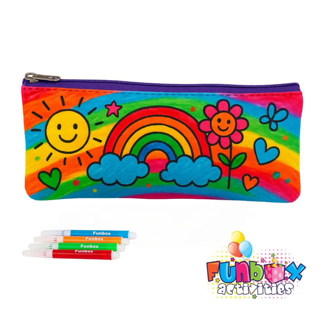 Colour-In White Canvas Pencil Case