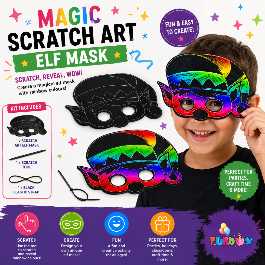 Christmas Elf Mask Magic Scratch Art Kit