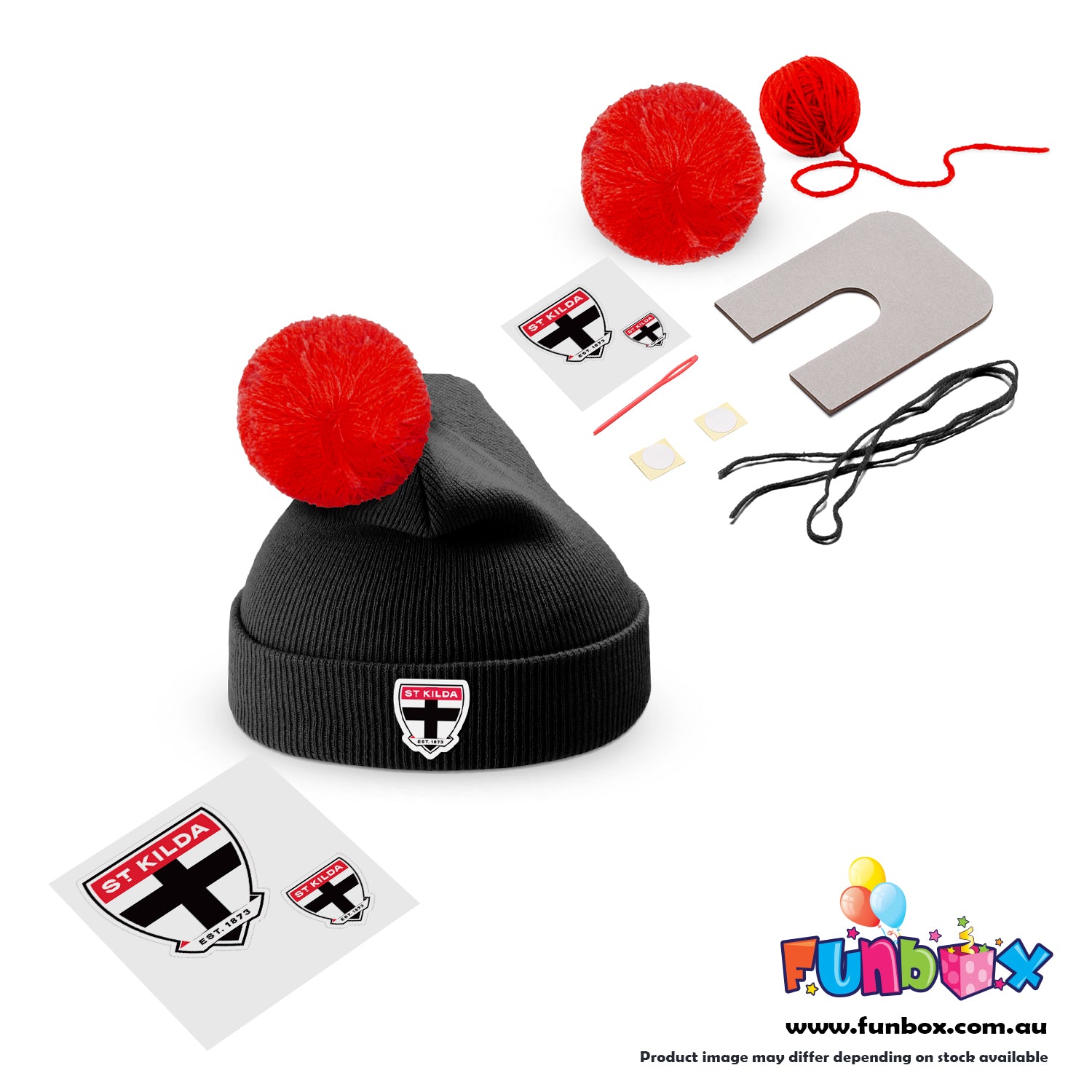 Beanie & Pom Pom Kit in AFL Colours - Choose Your Team! (10-PACK)