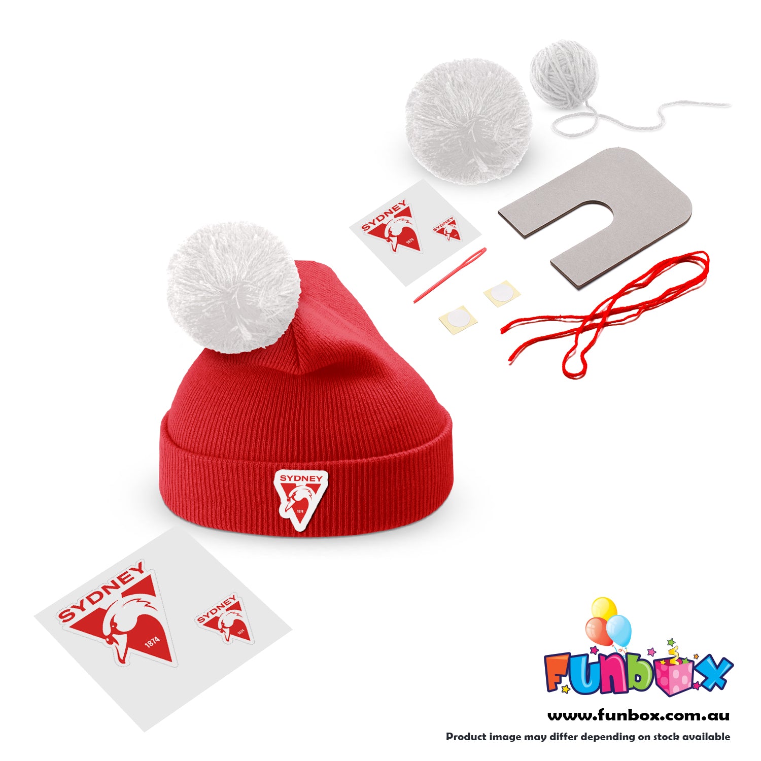 Beanie & Pom Pom Kit in AFL Colours - Choose Your Team! (10-PACK)