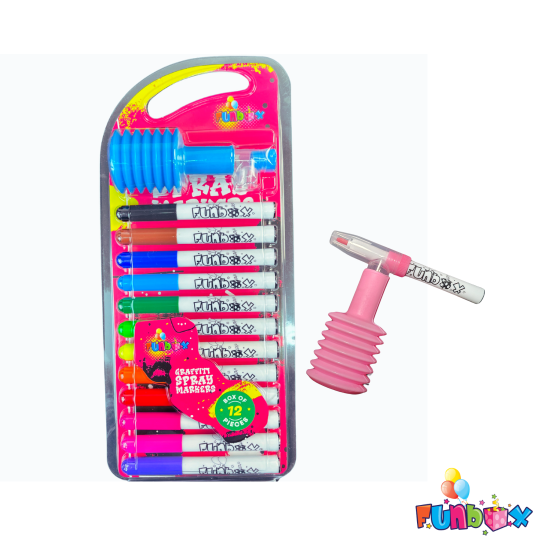 Graffiti Spray Markers with Canvas Pencil Case and Stencils