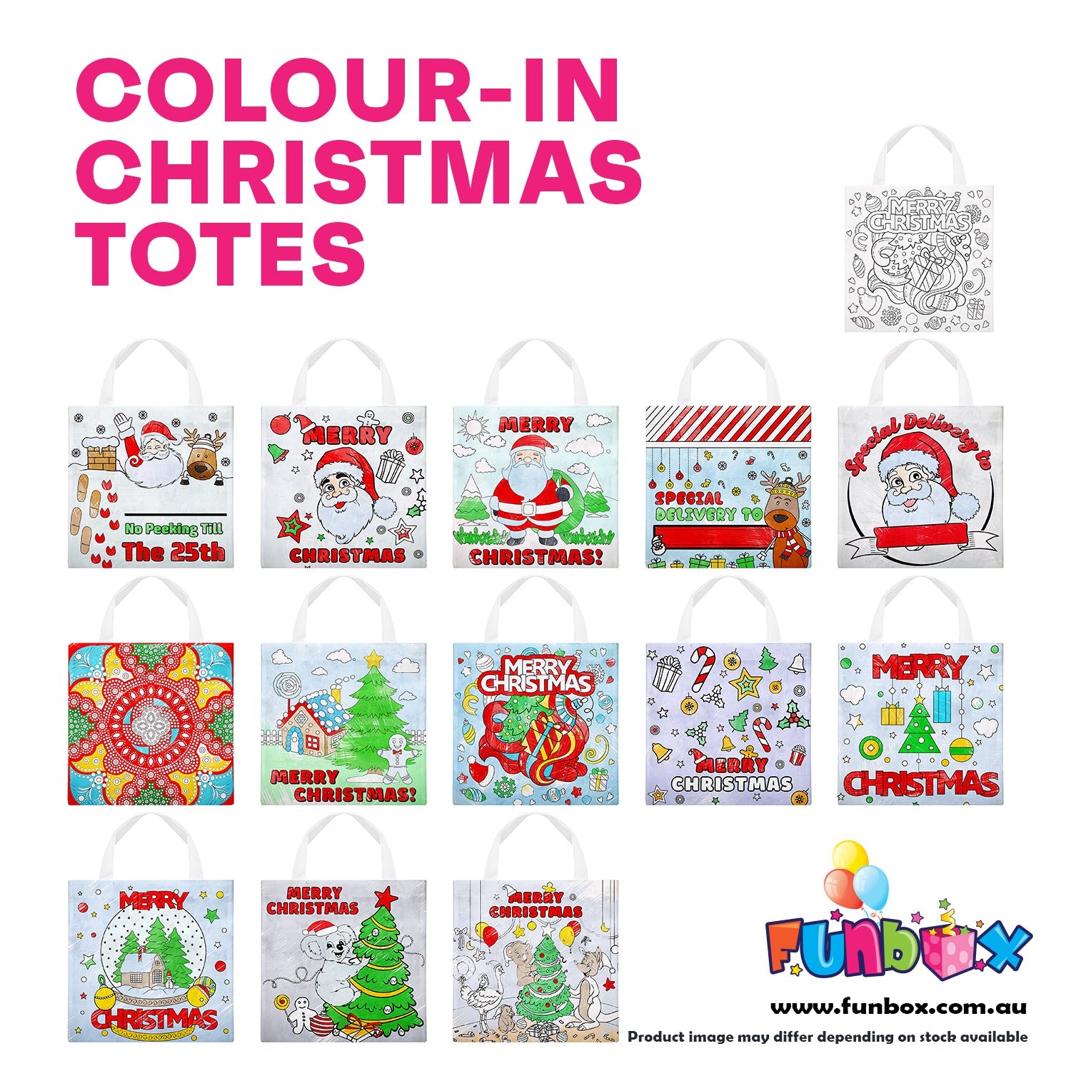 Colour-In Christmas Santa Tote (Includes Markers)