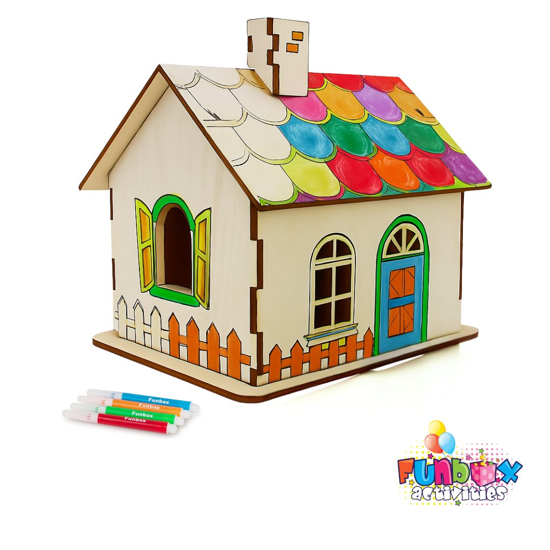 Wooden DIY Money Box House Kit