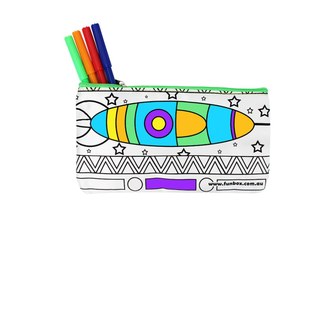 Colour-In Rocket Ship Pencil Case