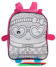 Load image into Gallery viewer, Colour-Me-In Girlie Backpack with Markers