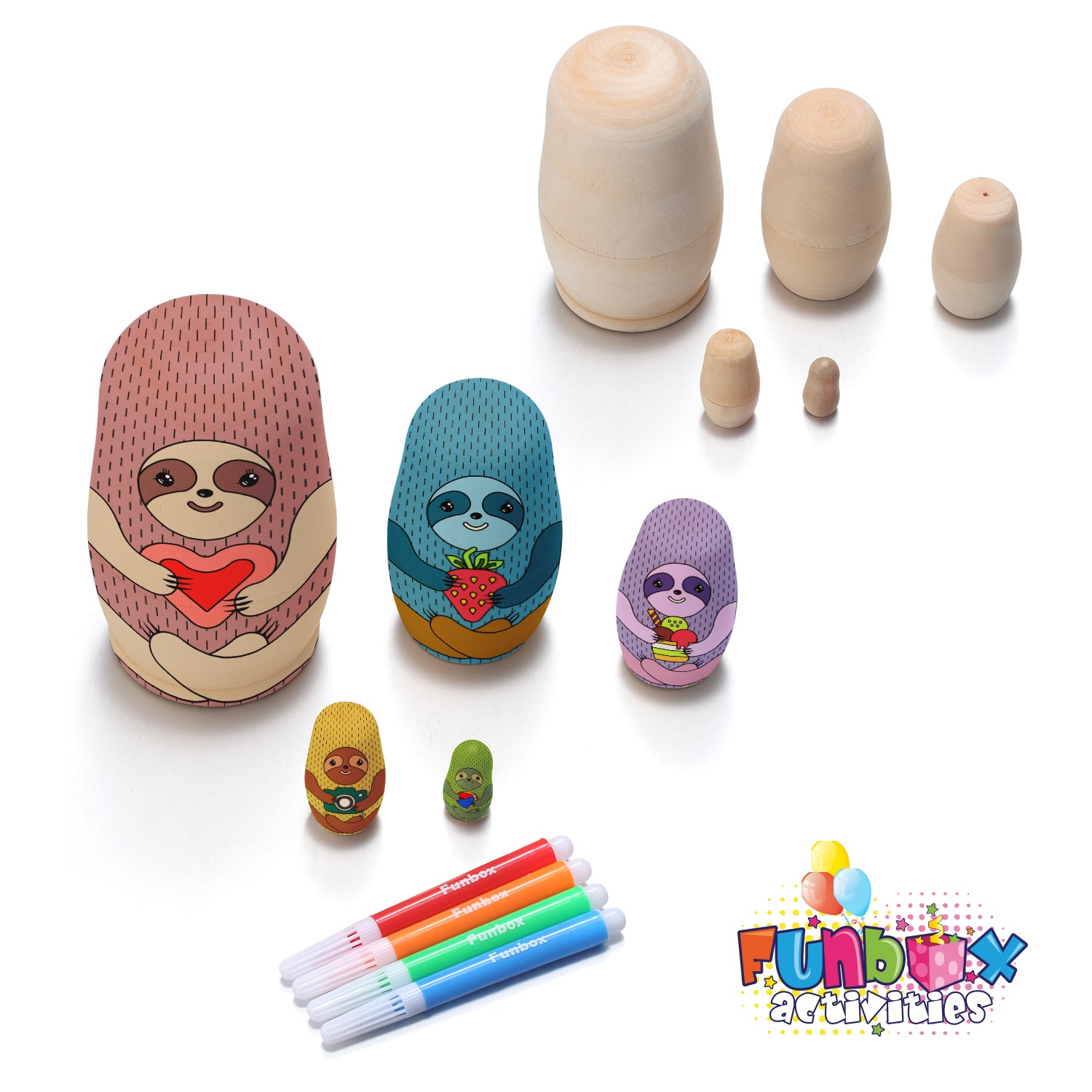 Design Your Own Sloth or Animal Babushka Nesting Dolls