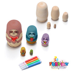 Design Your Own Sloth or Animal Babushka Nesting Dolls