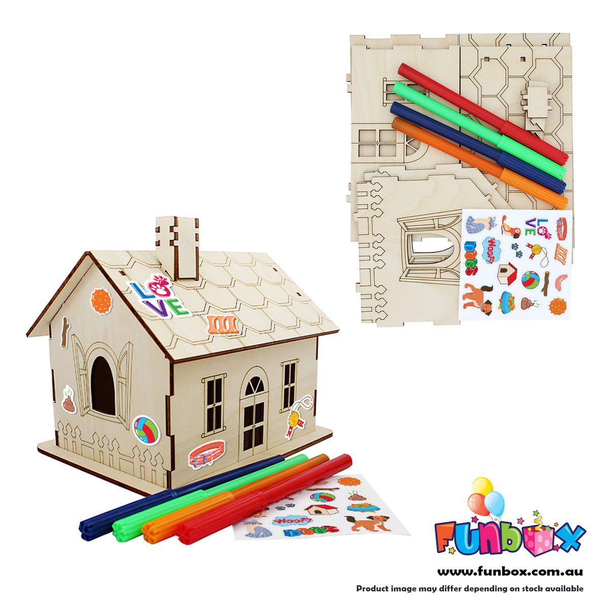 Wooden Dog Themed Money Box House Kit