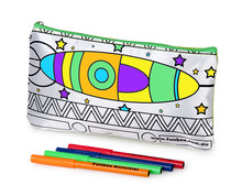 Load image into Gallery viewer, Colour-In Rocket Ship Pencil Case