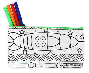 Colour-In Rocket Ship Pencil Case